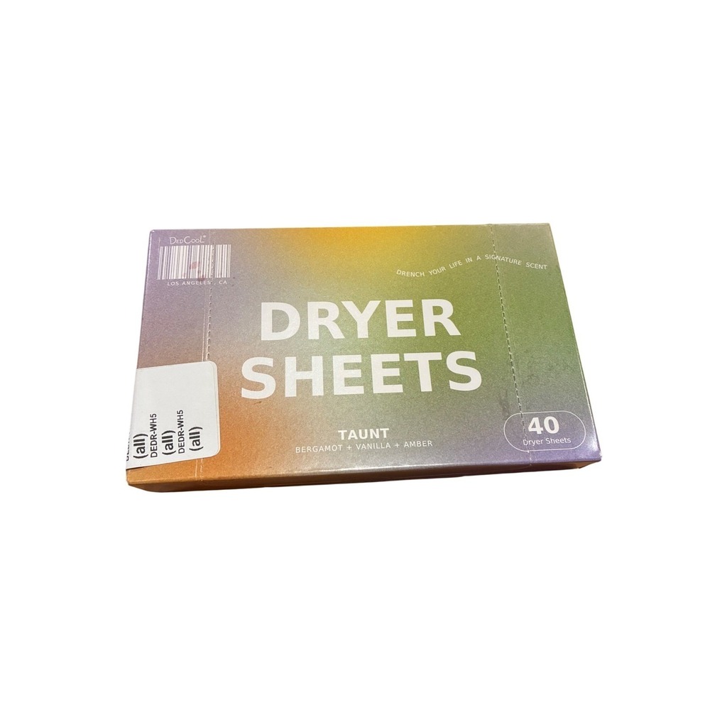 DedCool Dryer Sheets Taunt Bergamot Vanilla Amber 40 Sheets New Imperfect Box